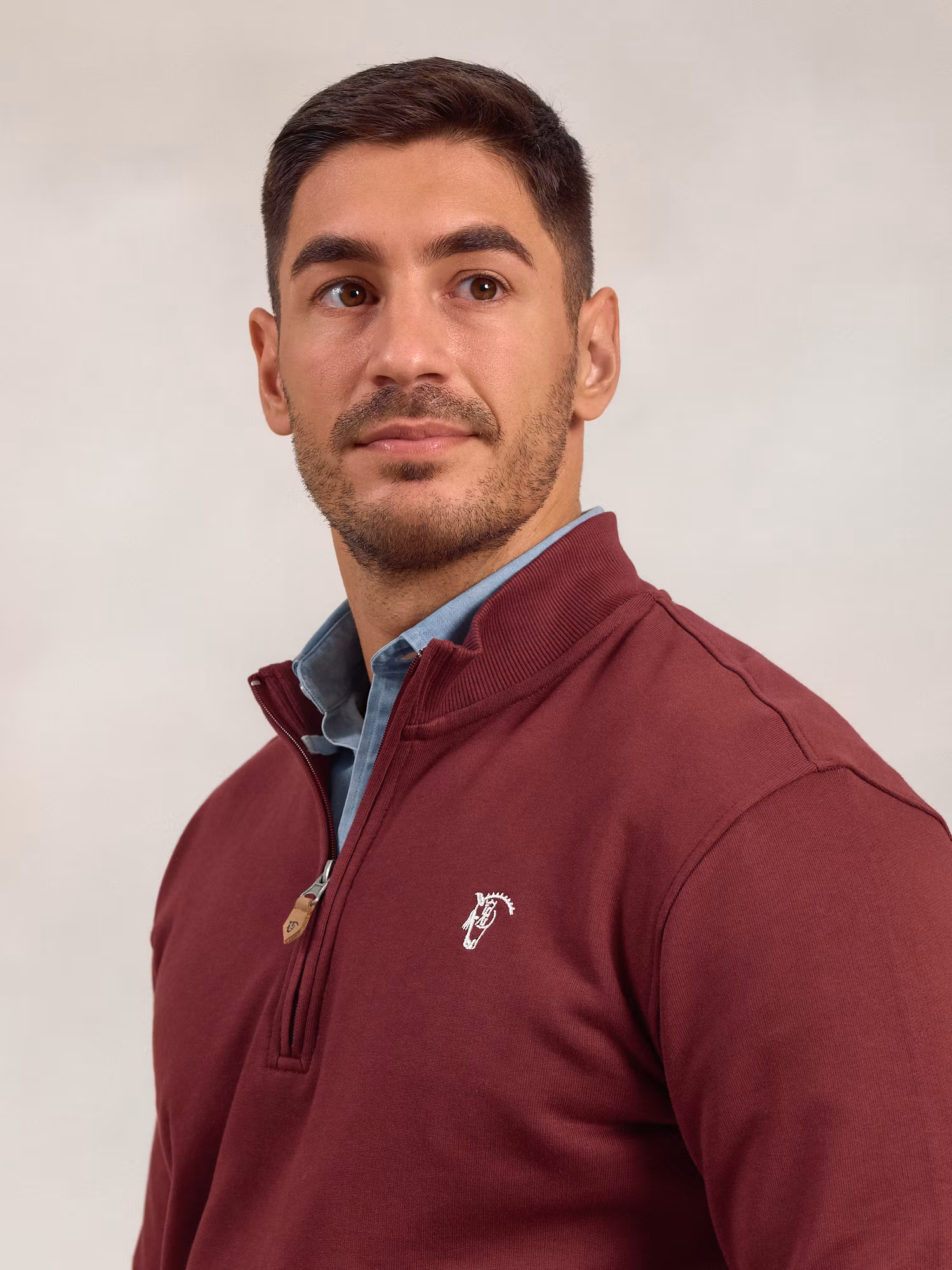 Basic Half-Zip Sweatshirt | Burgundy