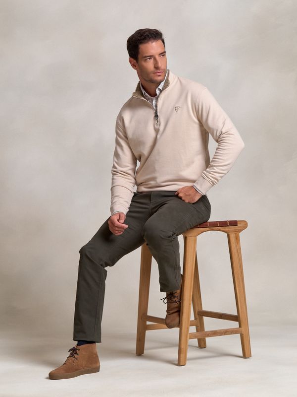 Sweatshirt de meio zíper detalhe | Nude