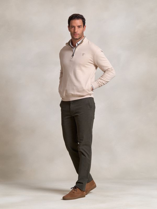 Sweatshirt de meio zíper detalhe | Nude