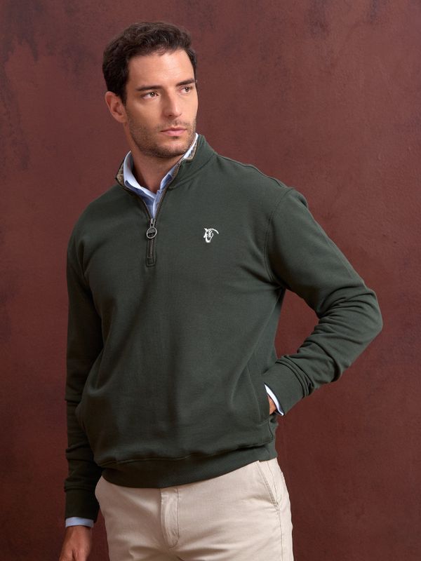 Sweatshirt de meio zíper detalhe | Abeto