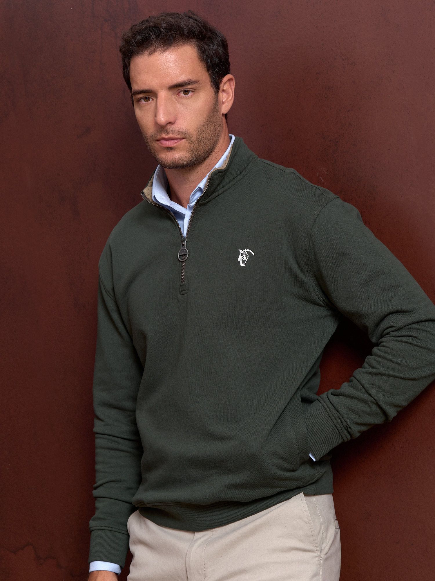 Sweat-shirt à demi-zip détail | Abeto