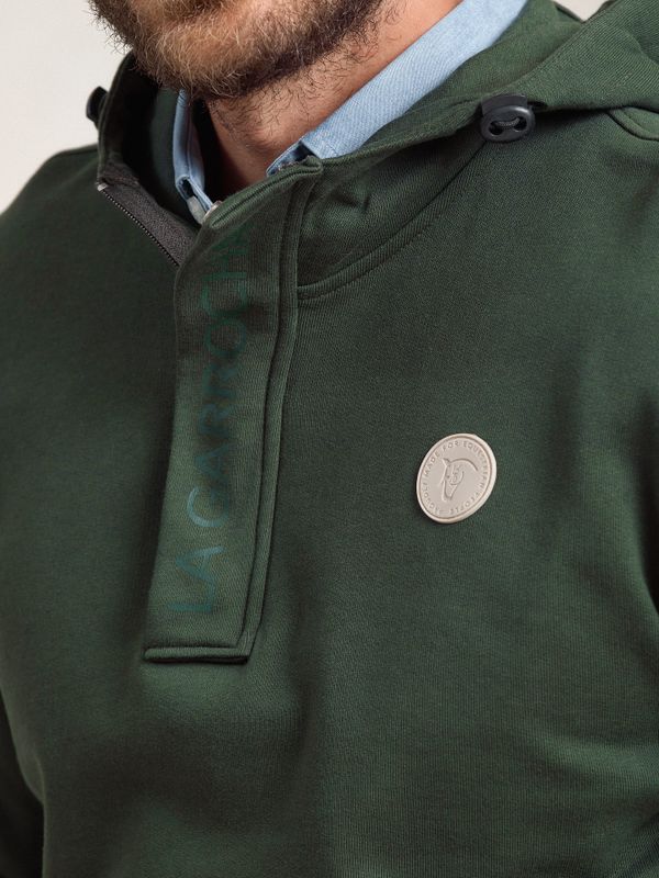 Sweatshirt com Meio Zíper e Capuz | Abeto