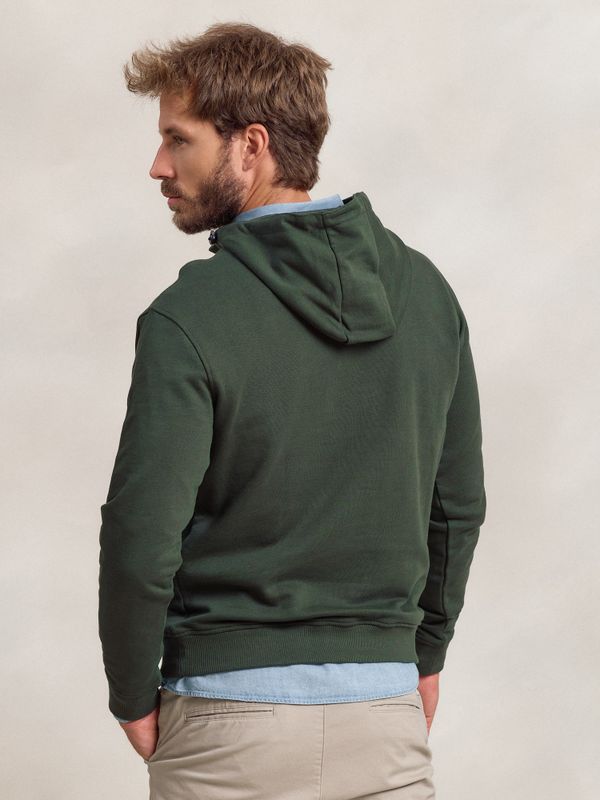 Sweatshirt com Meio Zíper e Capuz | Abeto