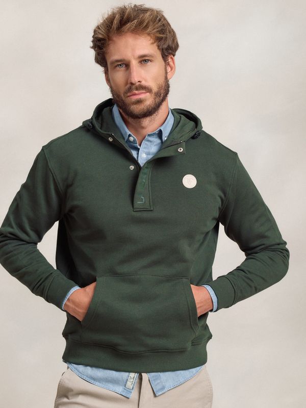 Sweatshirt com Meio Zíper e Capuz | Abeto