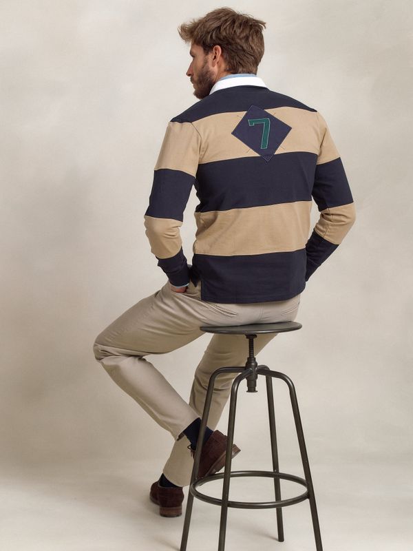 Polo Listrado com Número | Marino