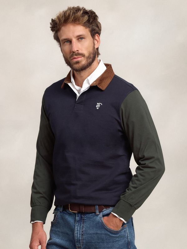 Polo com gola de veludo cotelê | Marino