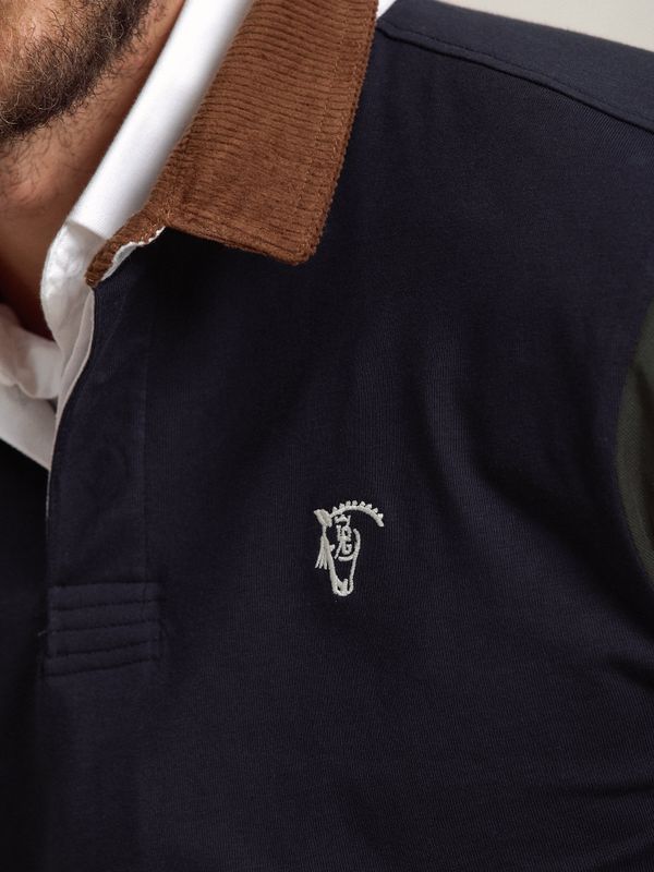 Polo com gola de veludo cotelê | Marino