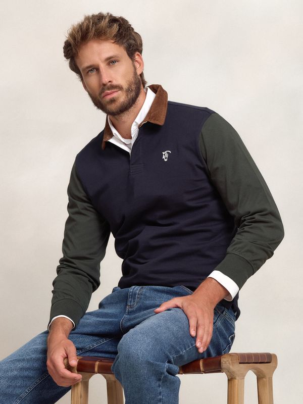 Polo com gola de veludo cotelê | Marino