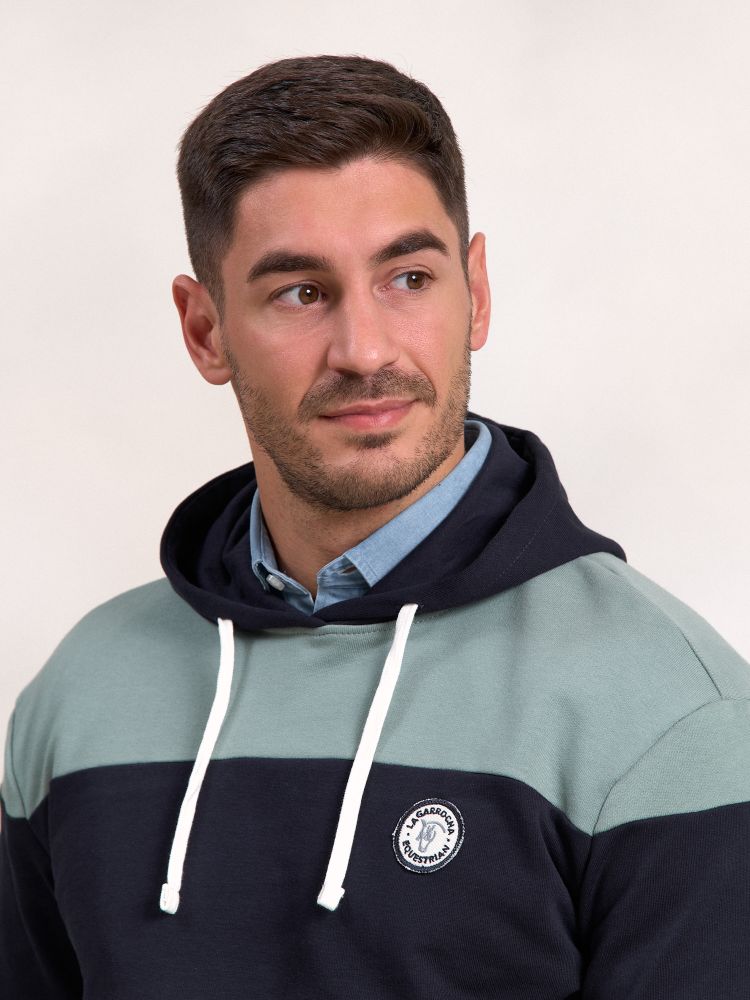 Sweat-shirt à capuche - Homme - TR112 - bleu marine - Manches longues - Molleton gratté Bleu - Prêt-à-Porter