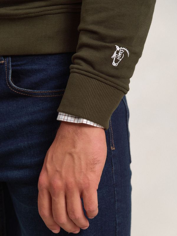 Sweatshirt com meio zíper e faixa de Microveludo | Caza