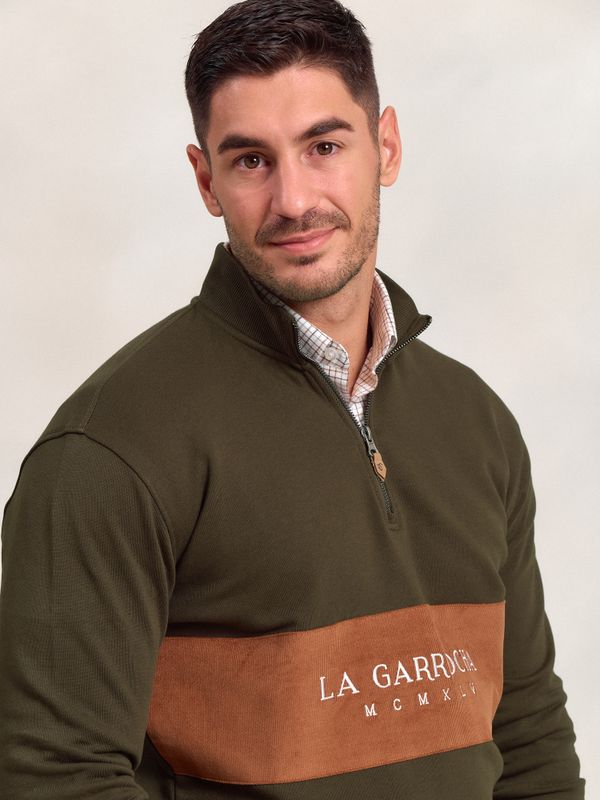 Sweatshirt com meio zíper e faixa de Microveludo | Caza