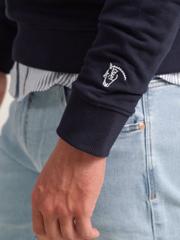 Sweatshirt com meio zíper e faixa de Microveludo | Marino