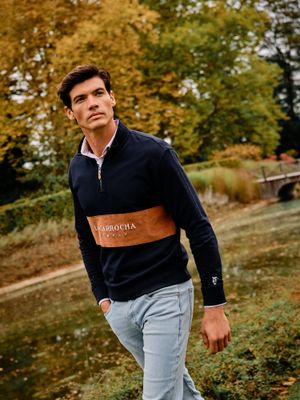 Sudadera Media Cremallera Banda Micropana | Marino