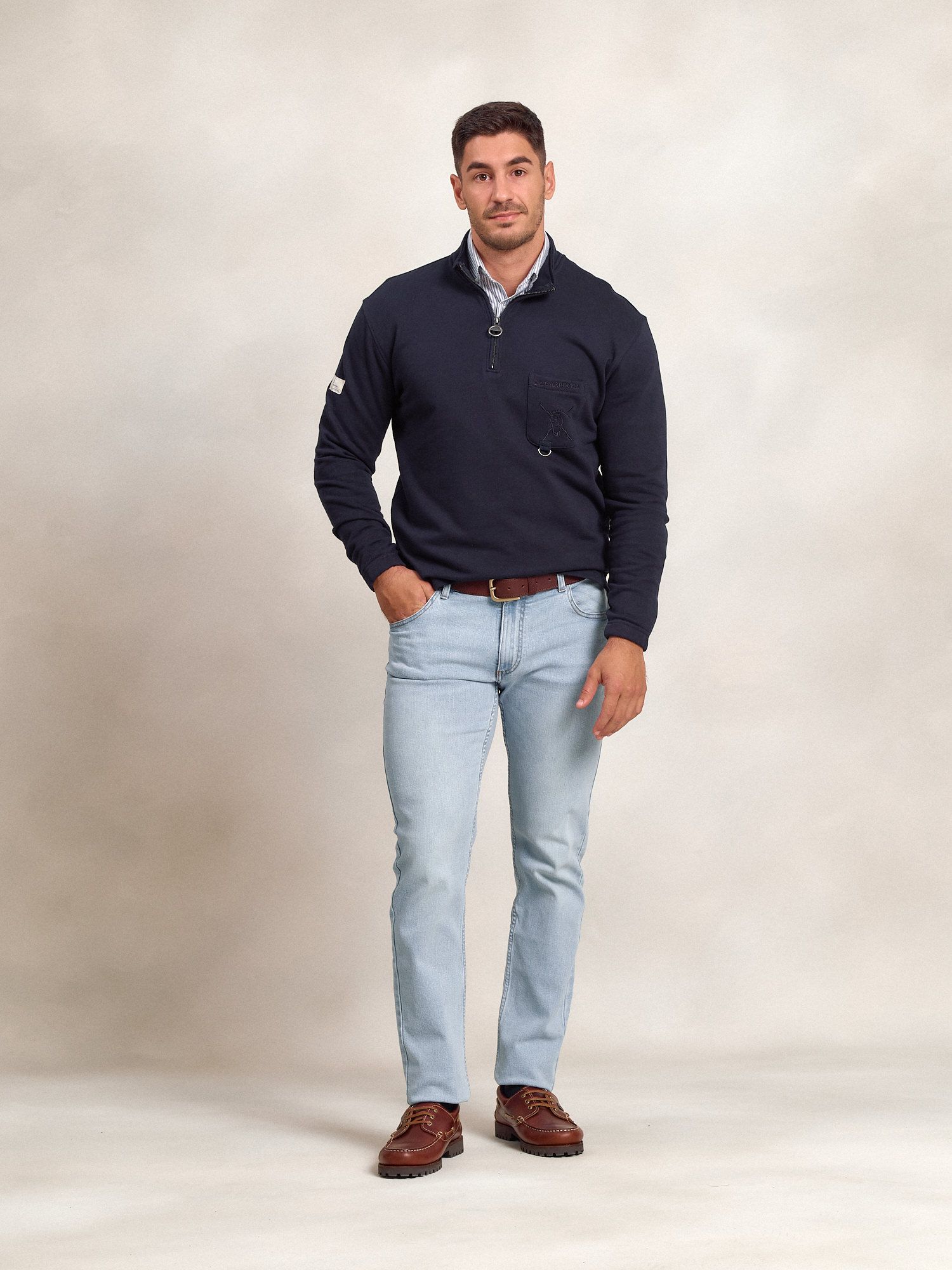 Half-Zip Sweatshirt With Pocket | Marino