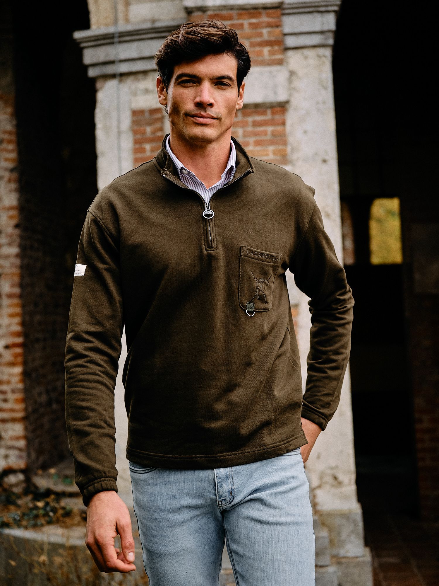 Half-Zip Sweatshirt With Pocket | Caza