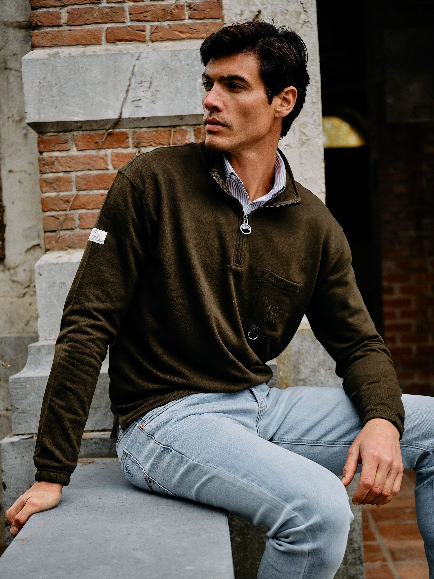 Half-Zip Sweatshirt With Pocket | Caza