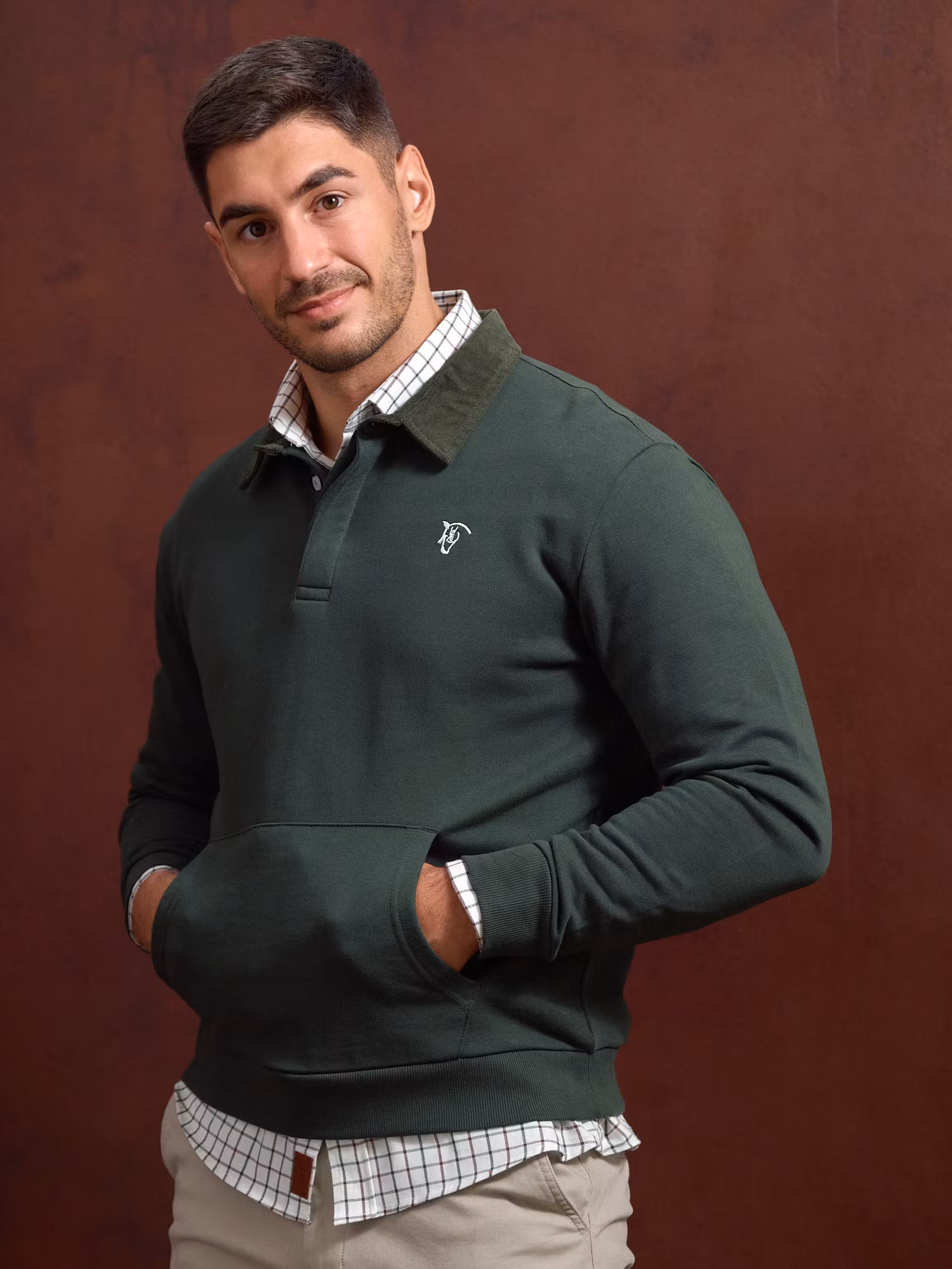 Corduroy Polo Neck Sweatshirt | Abeto