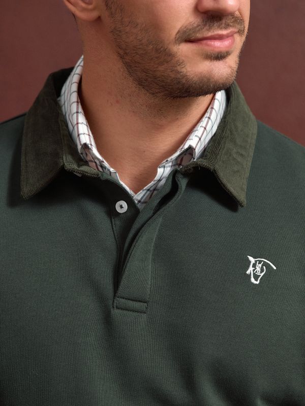 Sweatshirt de veludo cotelê com gola polo | Abeto