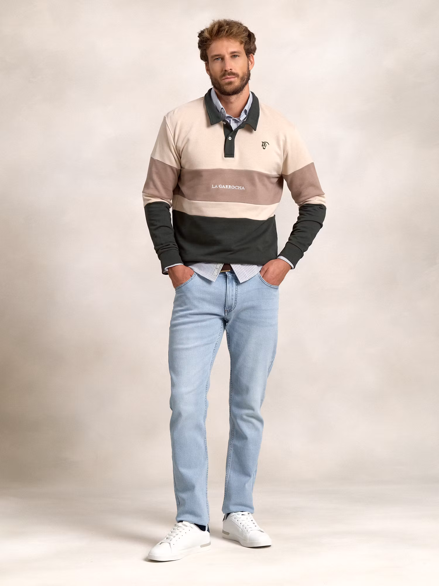 Multicolor Polo Neck Sweatshirt | Abeto