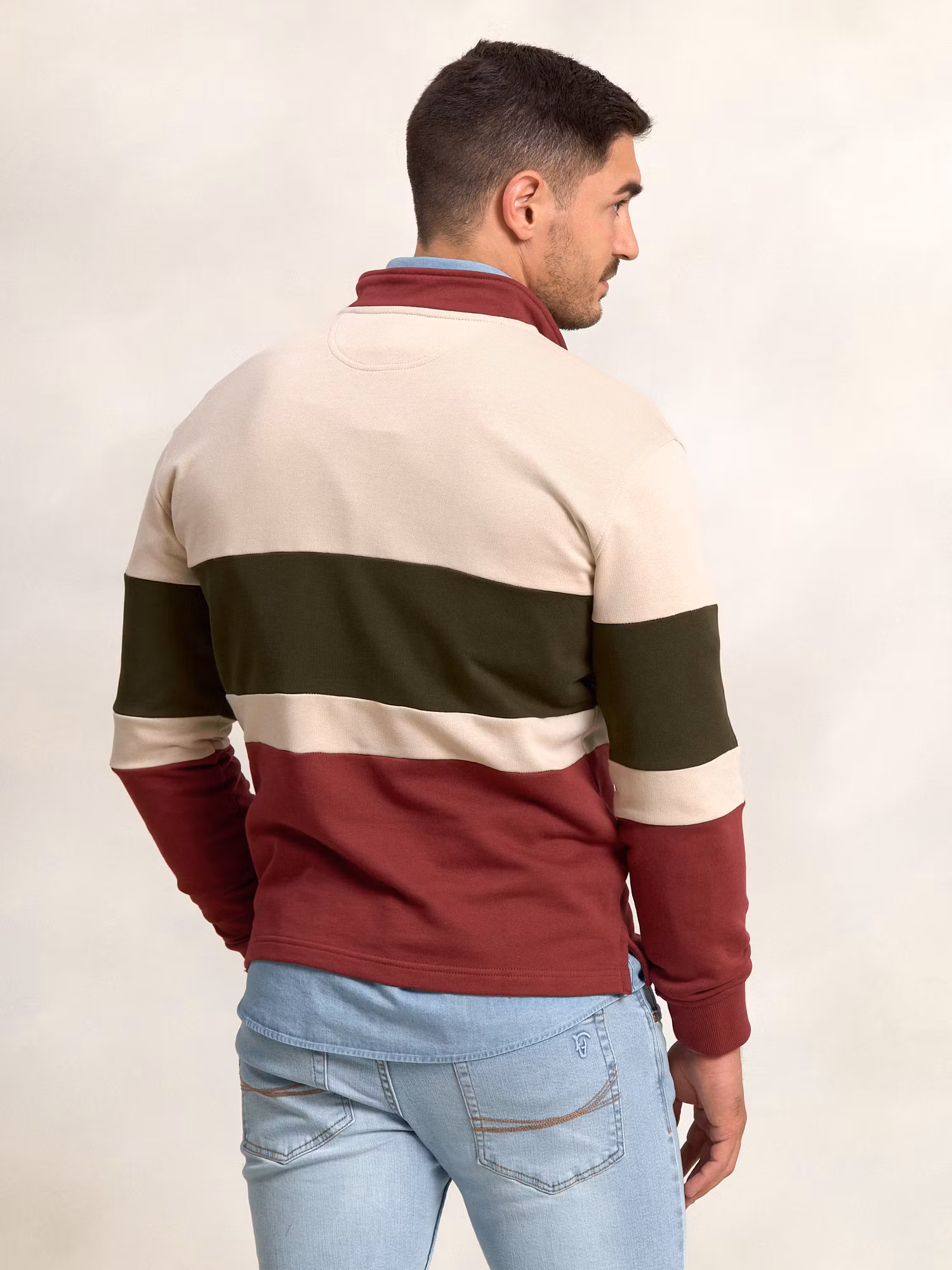 Multicolor Polo Neck Sweatshirt | Burgundy