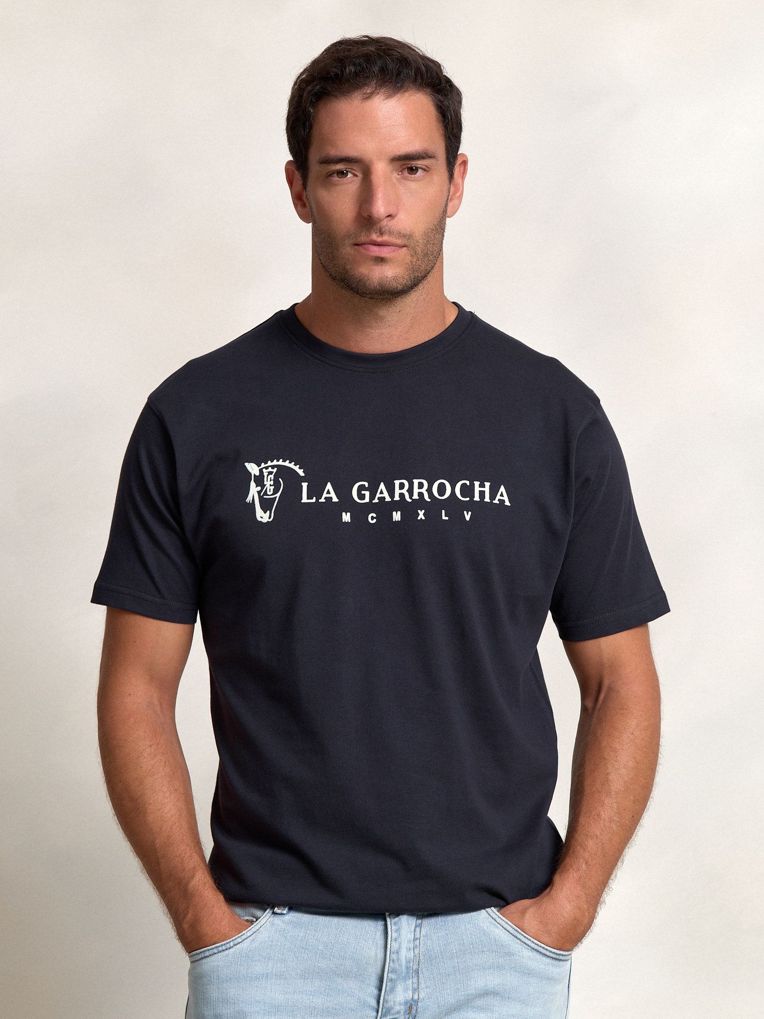 T-shirt Flock Print Clássica | Marino