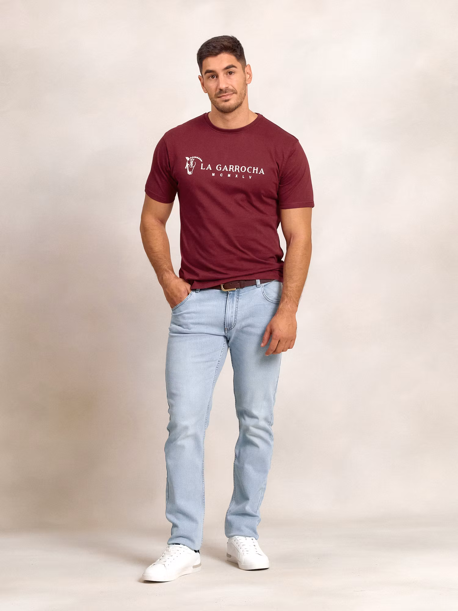 Classic Flock Print T-shirt | Burgundy
