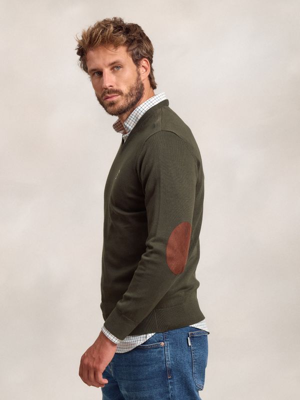 Suéter decote em V com cotoveleiras | Caza