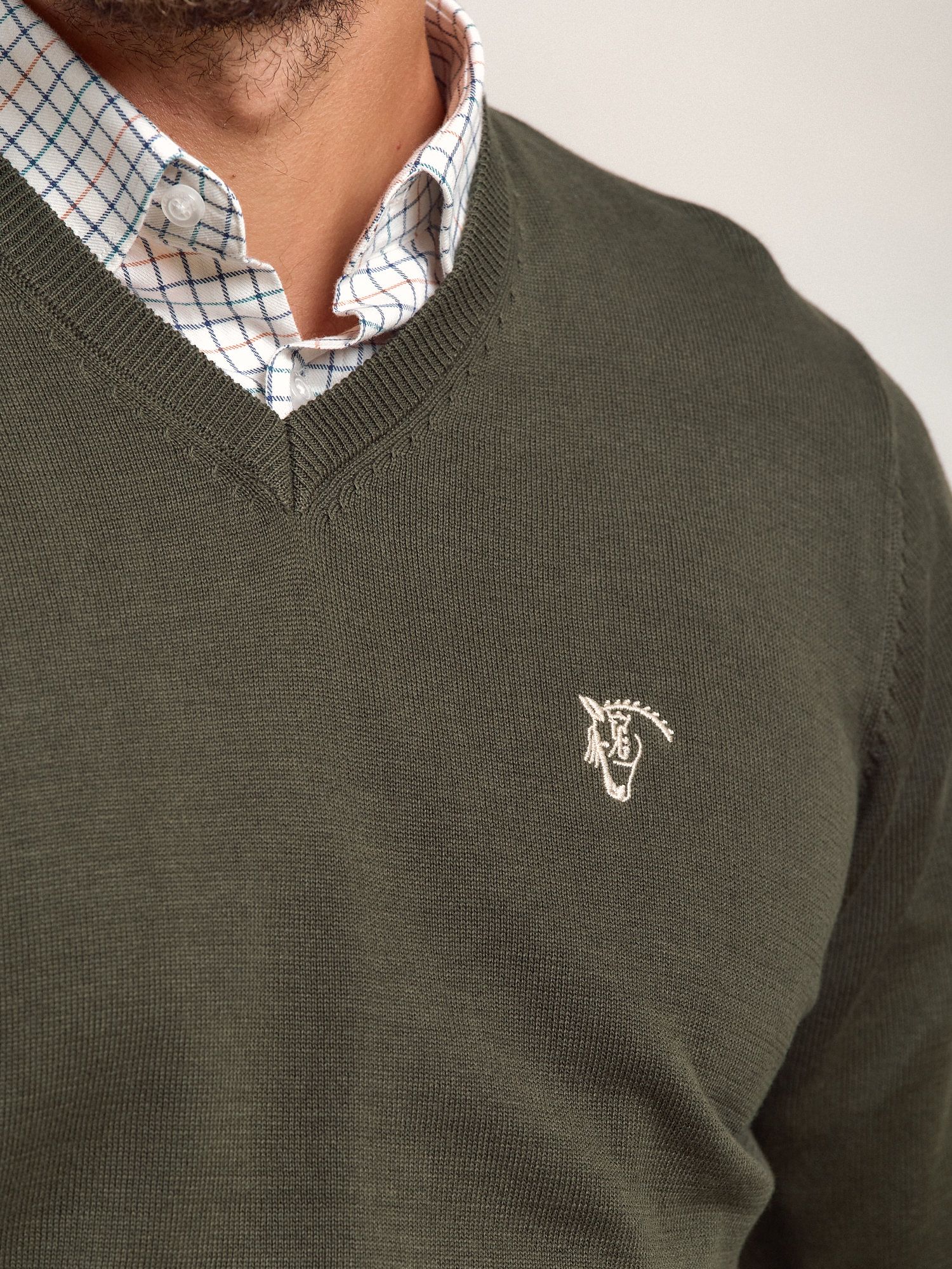 Pull col V avec coudières | Caza