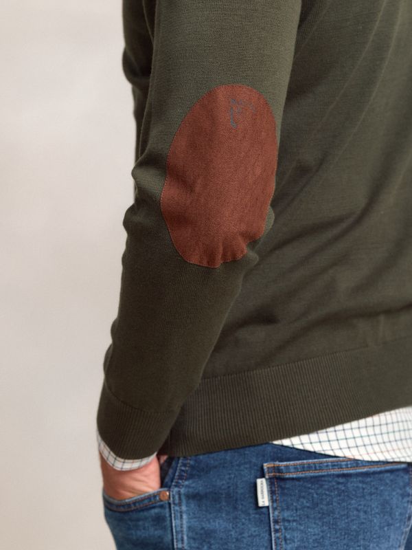 Suéter decote em V com cotoveleiras | Caza