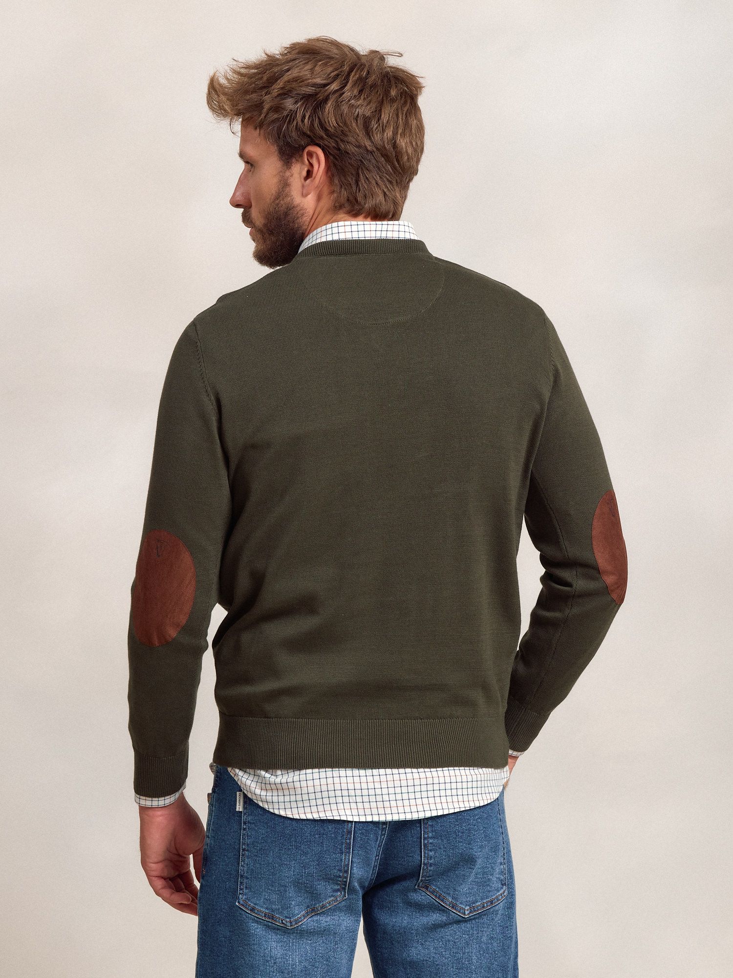 Pull col V avec coudières | Caza