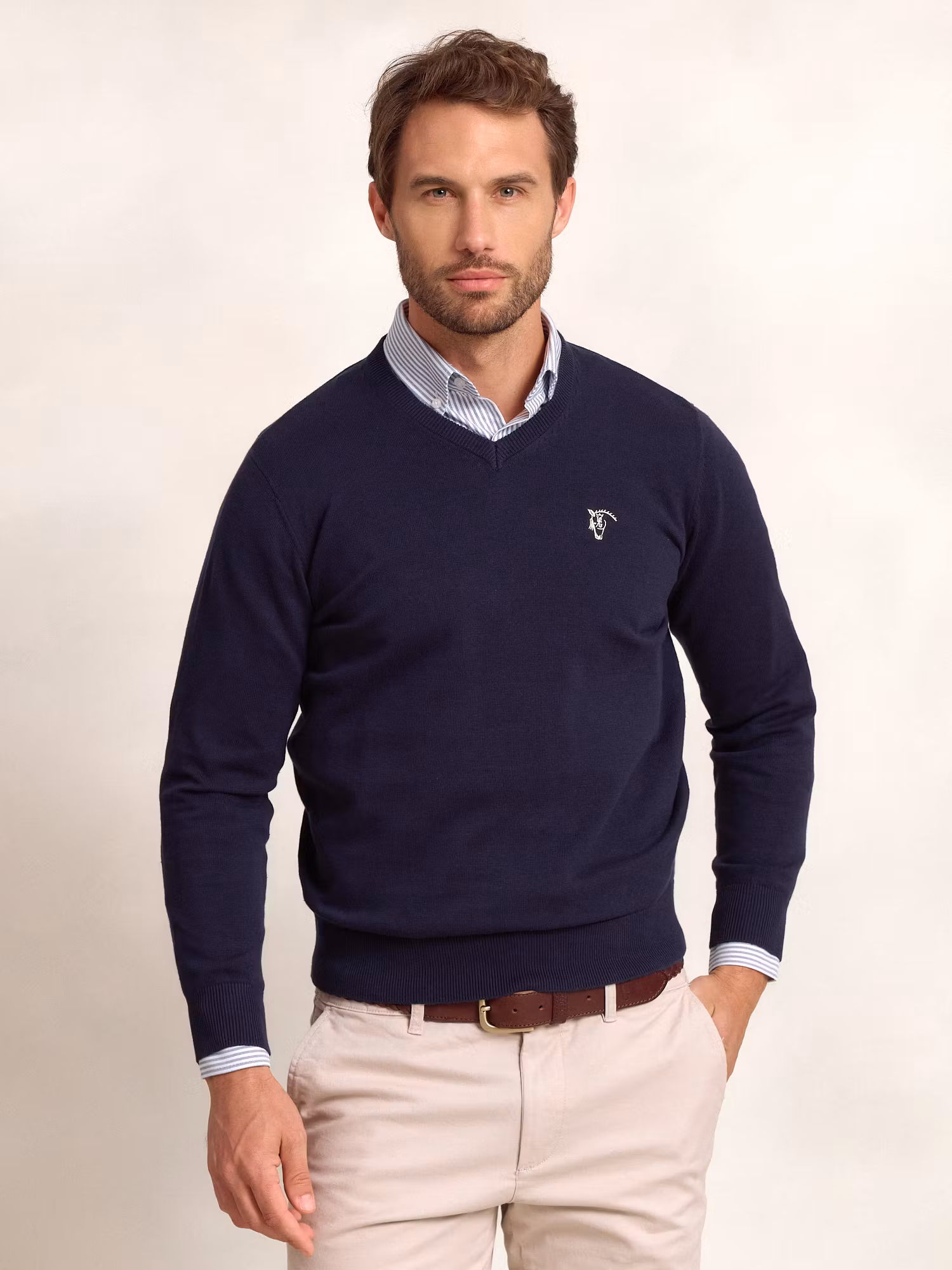 Pull col V avec coudières | Marino