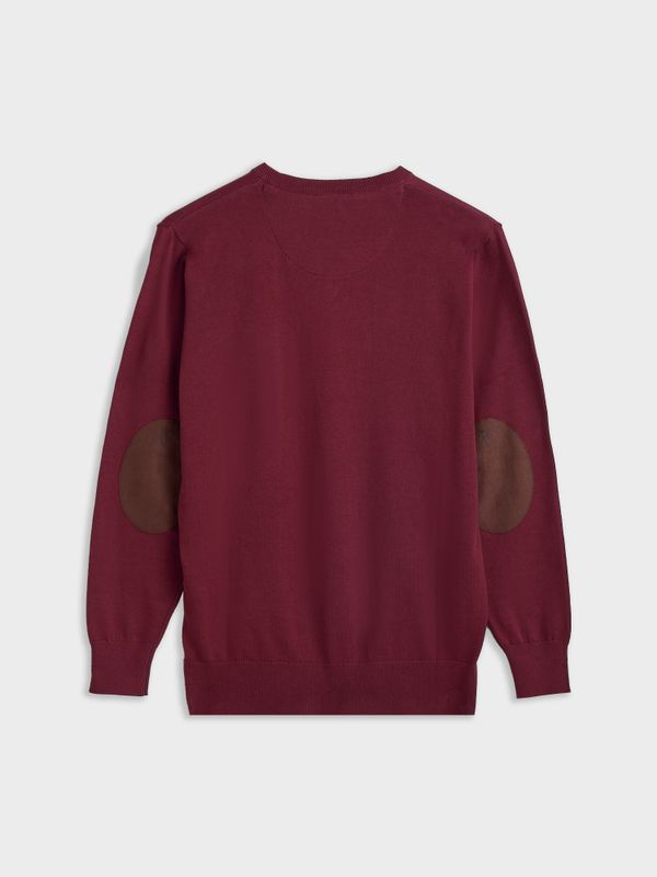 Suéter decote em V com cotoveleiras | Burgundy