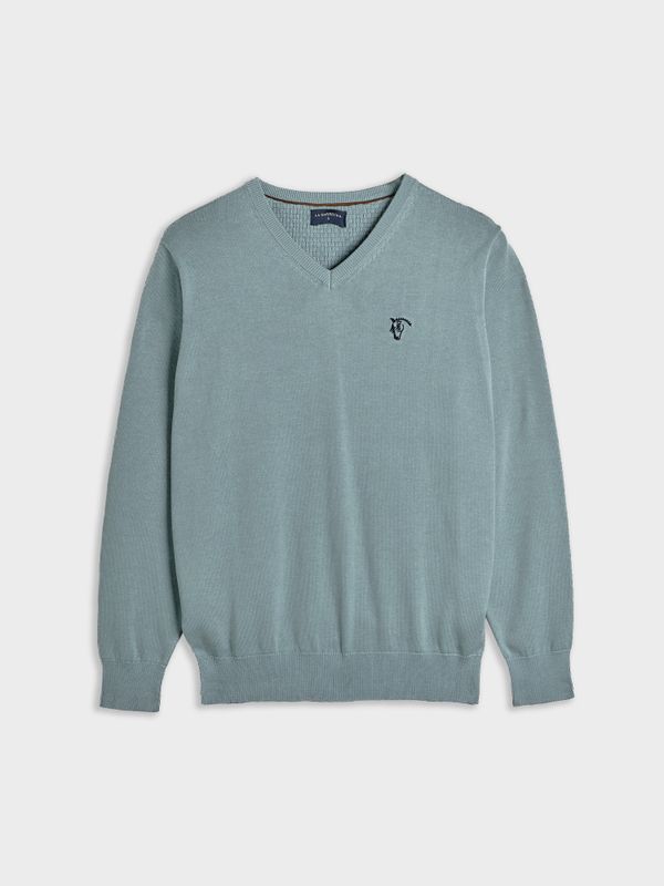 Suéter decote em V com cotoveleiras | Zafiro