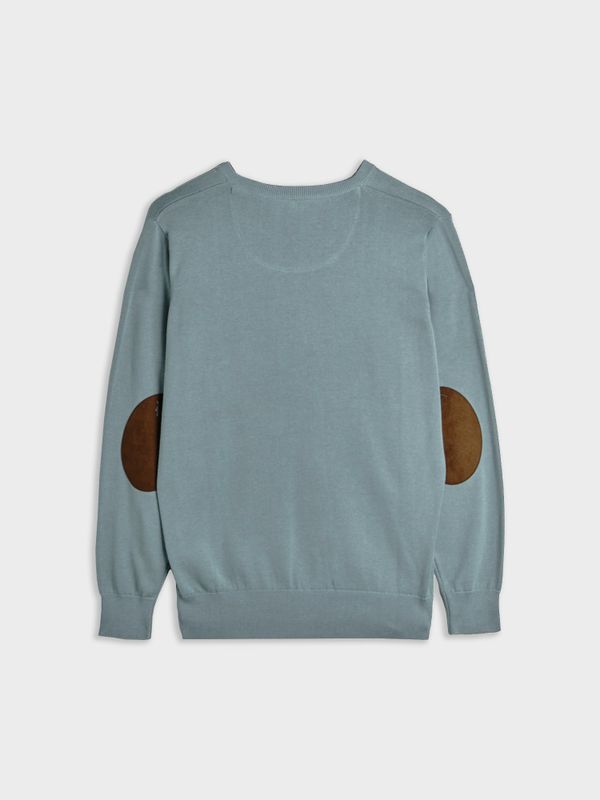 Suéter decote em V com cotoveleiras | Zafiro