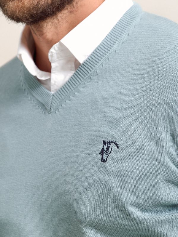 Suéter decote em V com cotoveleiras | Zafiro