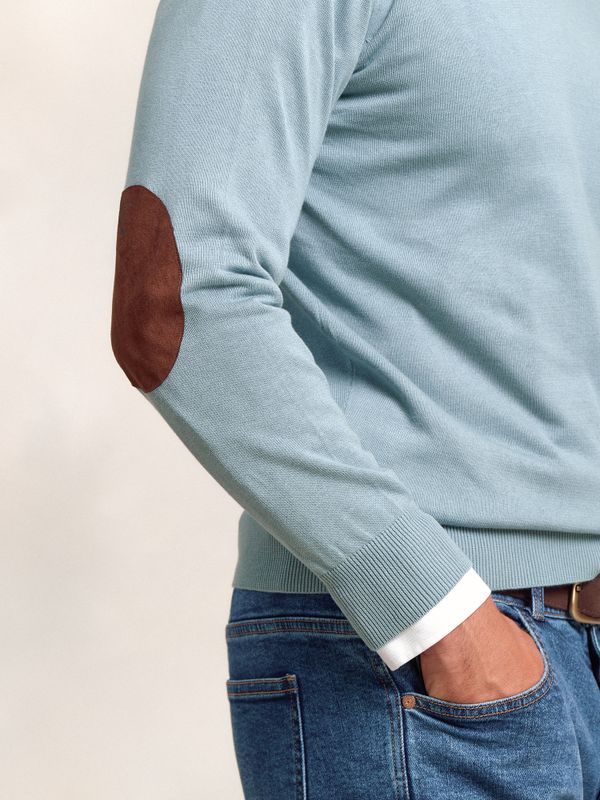 Suéter decote em V com cotoveleiras | Zafiro