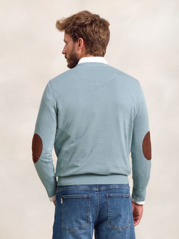 Suéter decote em V com cotoveleiras | Zafiro