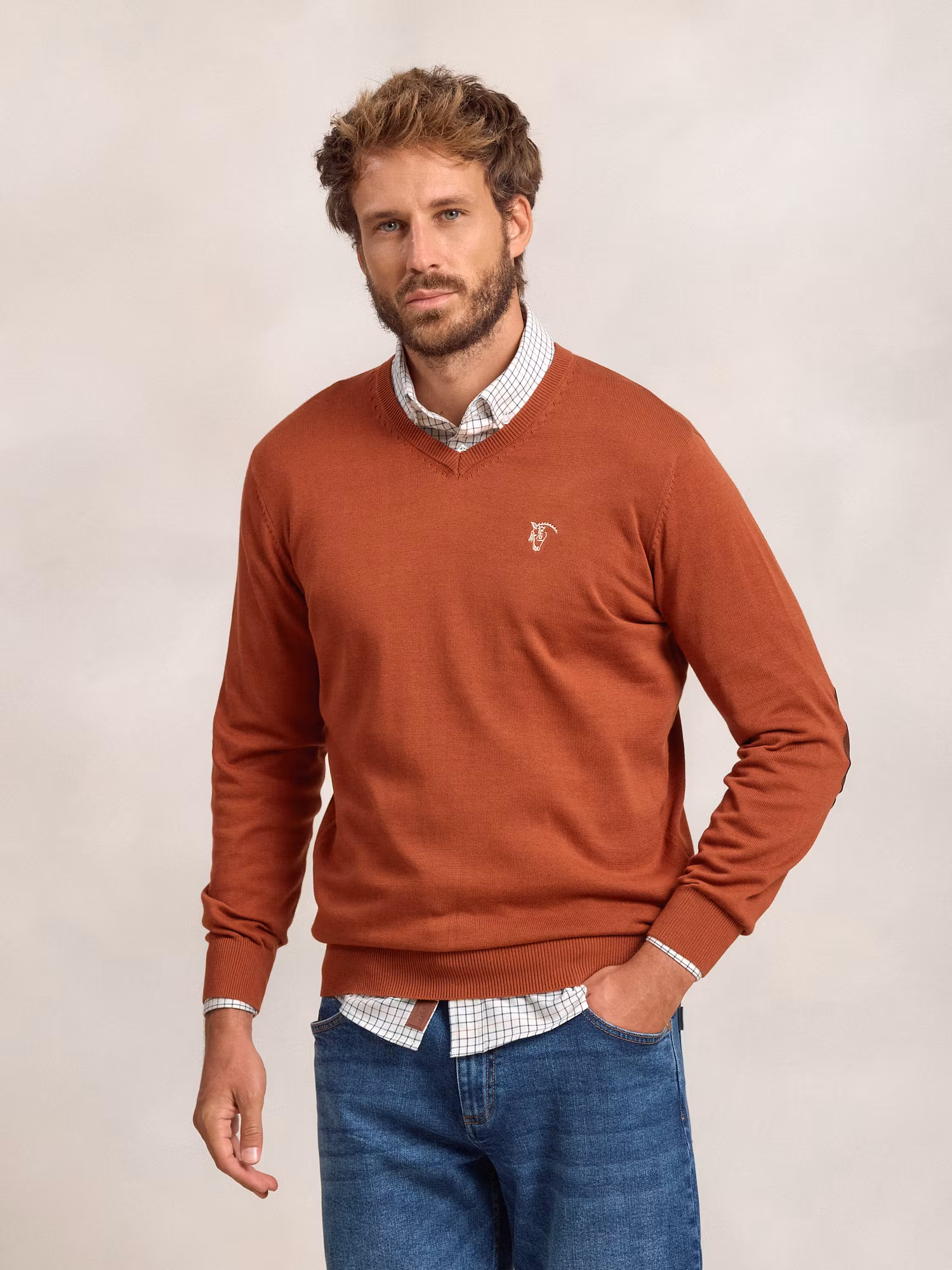 Pull col V avec coudières | Óxido