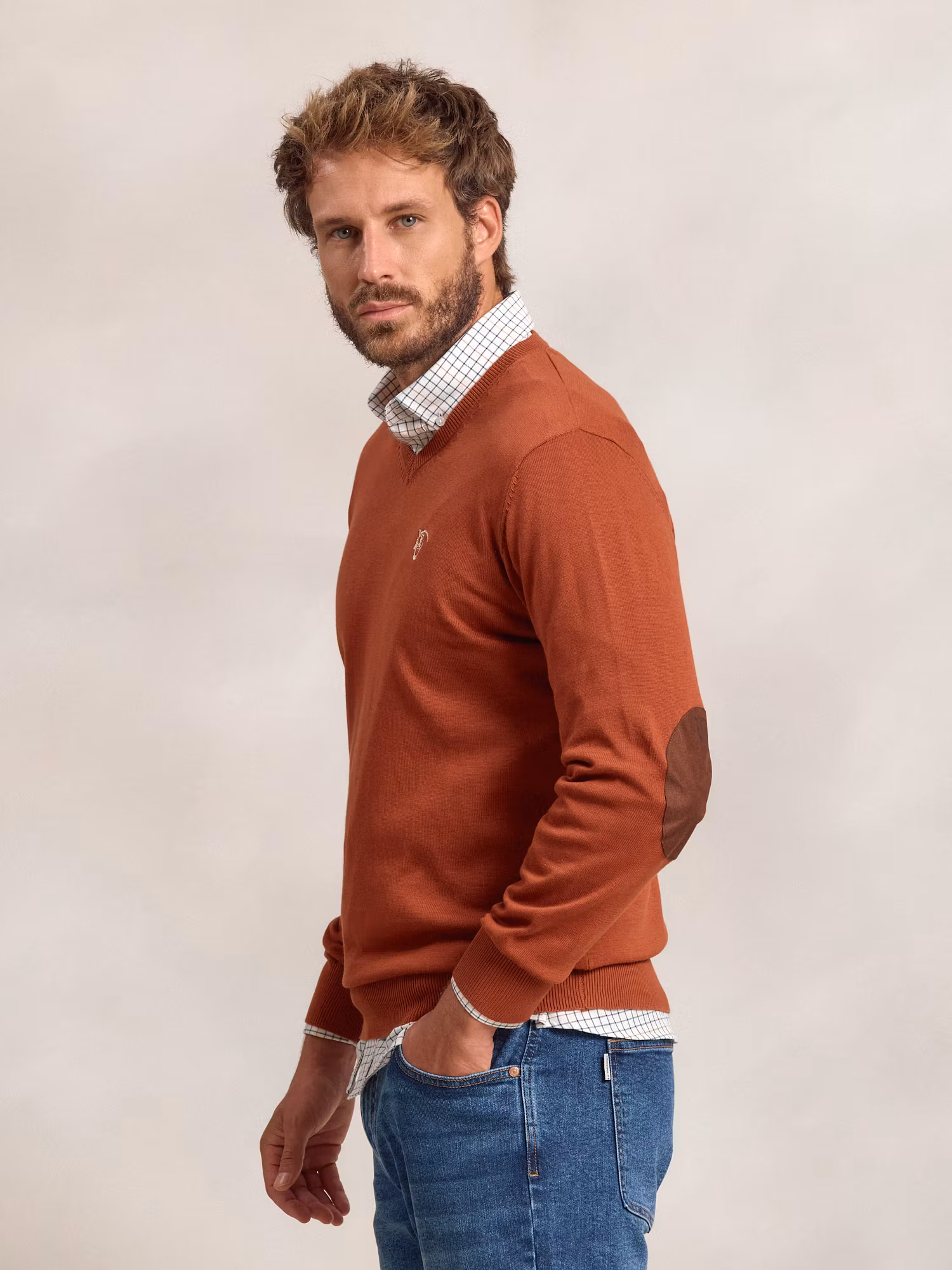 Pull col V avec coudières | Óxido