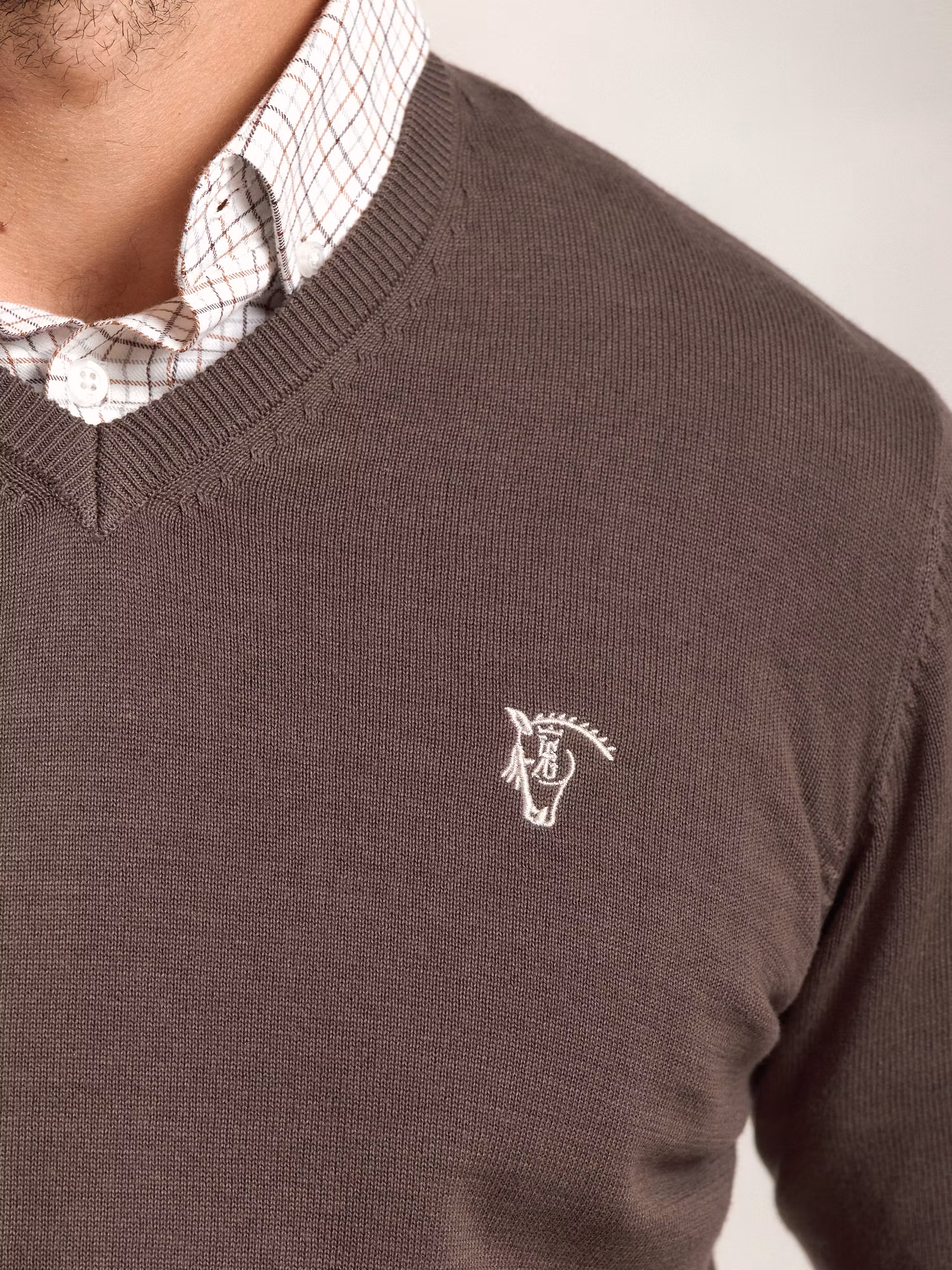 Pull col V avec coudières | Carbón