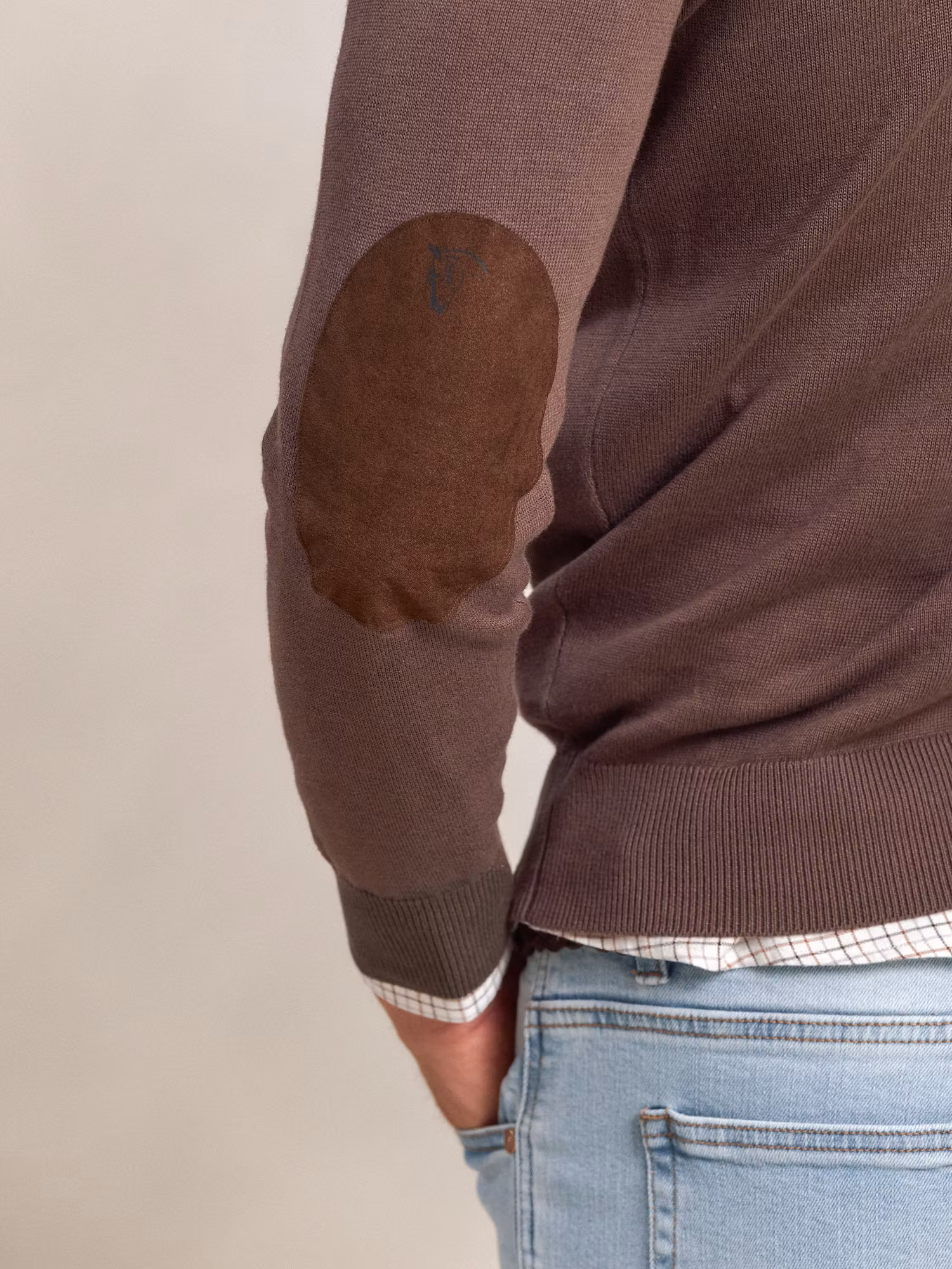 Pull col V avec coudières | Carbón