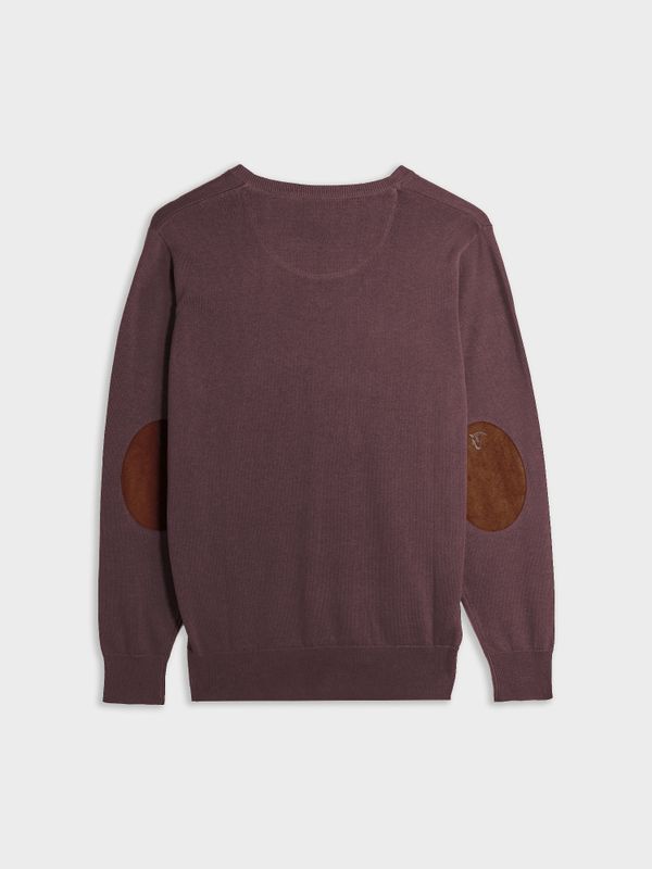 Suéter Gola V com Cotoveleiras | Malva