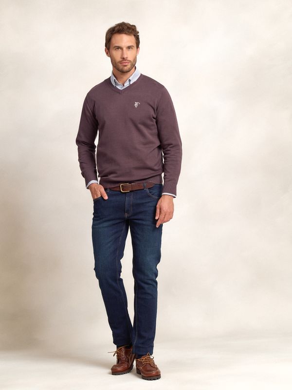 Suéter Gola V com Cotoveleiras | Malva