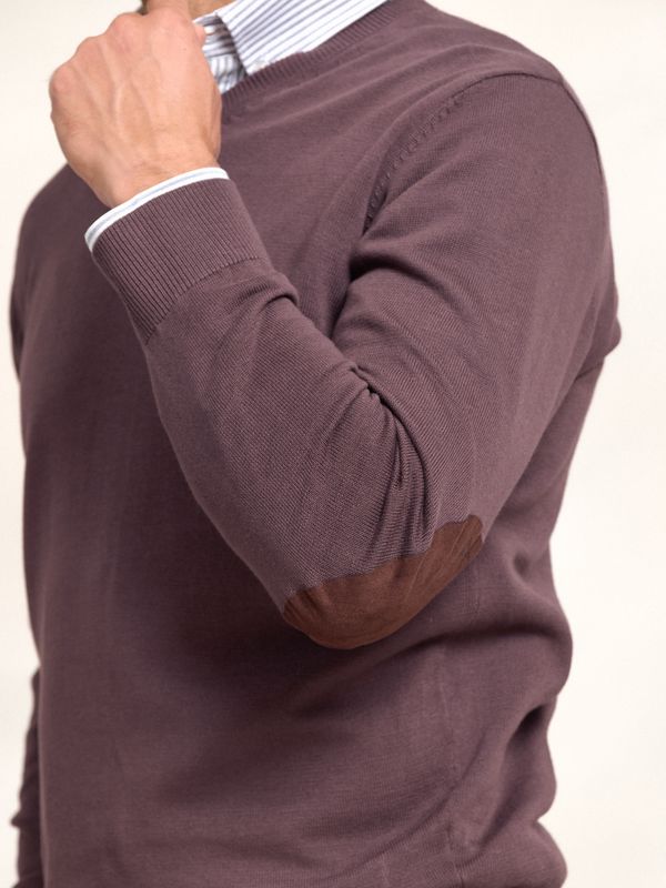 Suéter Gola V com Cotoveleiras | Malva