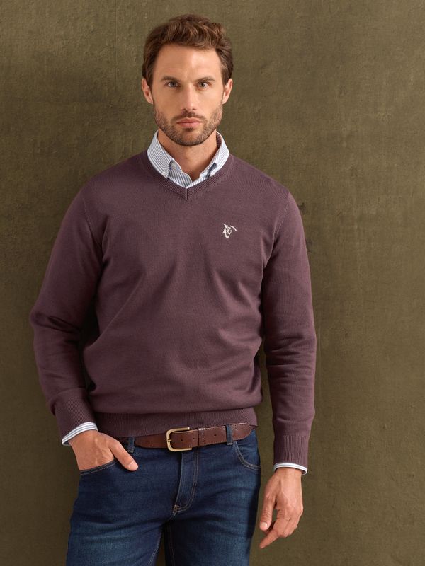 Suéter Gola V com Cotoveleiras | Malva