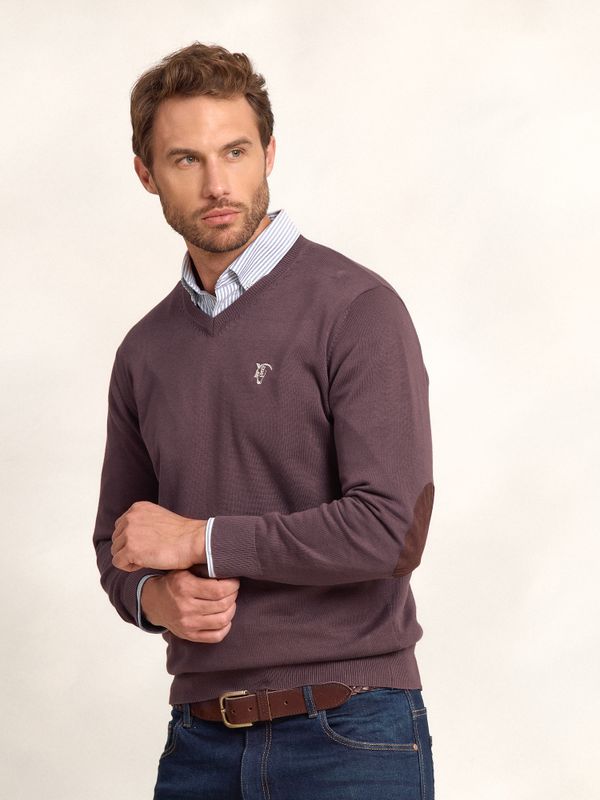 Pull Col V avec Coudières | Malva