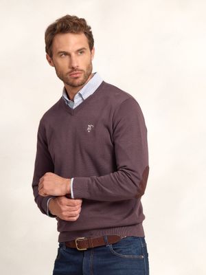 Suéter Gola V com Cotoveleiras | Malva