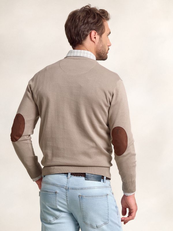 V-Neck Sweater with elbow patch | Piedra