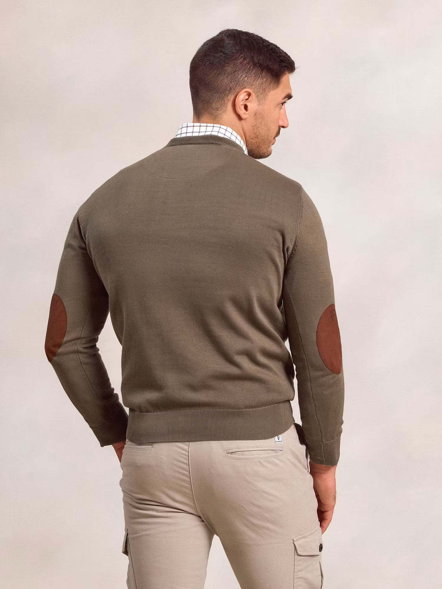 Pull col V avec coudières | Oliva