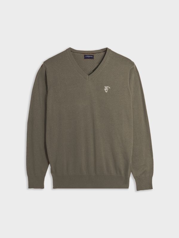 Suéter decote em V com cotoveleiras | Oliva